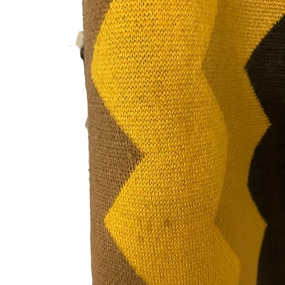 Hippy Feet Merino Wool Brown and Gold Vertical Chevron Cardigan Academia Size XL - Picture 4 of 12